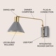 preview thumbnail 2 of 14, Justina Swing Arm 1-Light Modern Midcentury Iron USB Charging Port LED Sconce, by JONATHAN Y