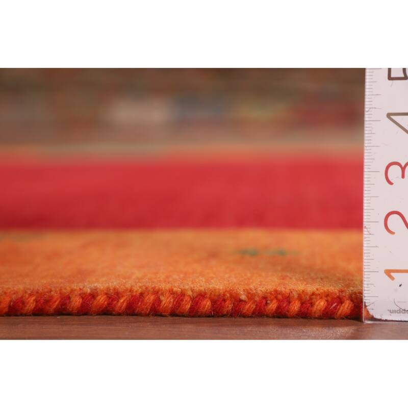 Red Gabbeh Indian Area Rug Handmade Wool Carpet - 5'11"x 7'11"