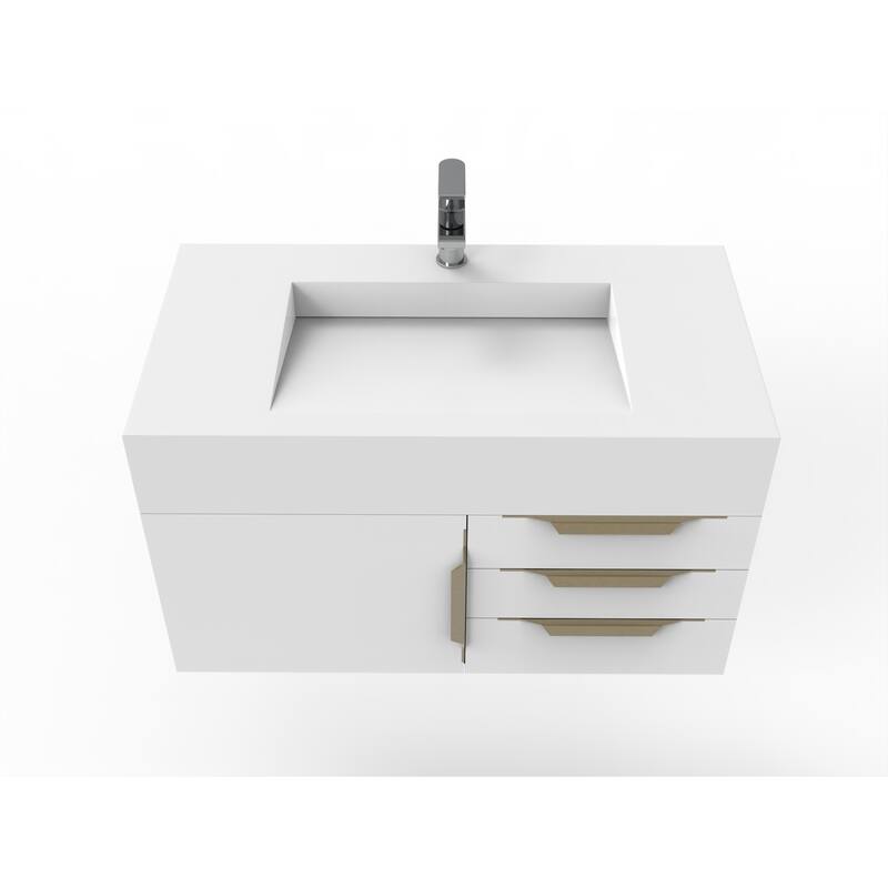 Nile 36-Inch Wall Mounted Bathroom Vanity Set w/ White Top