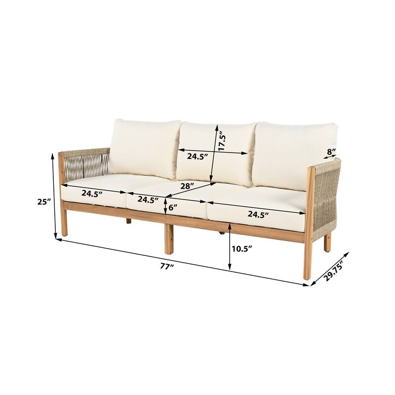 Christopher Knight Home - Everly 5-Piece Acacia Wood & Woven Rope Outdoor Furniture Set