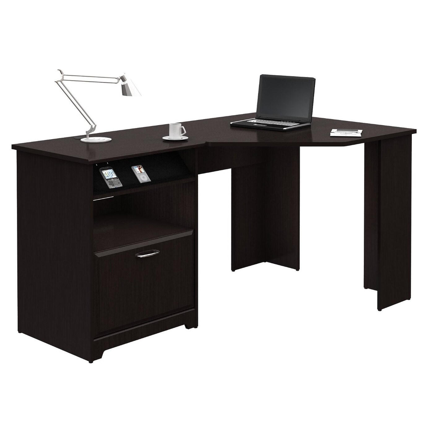 Shop L Shaped Corner Computer Desk With File Drawer In Espresso
