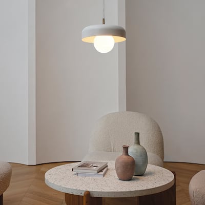 Jackie 1-Light Matte White Pendant with Matte Brass Accents - one size