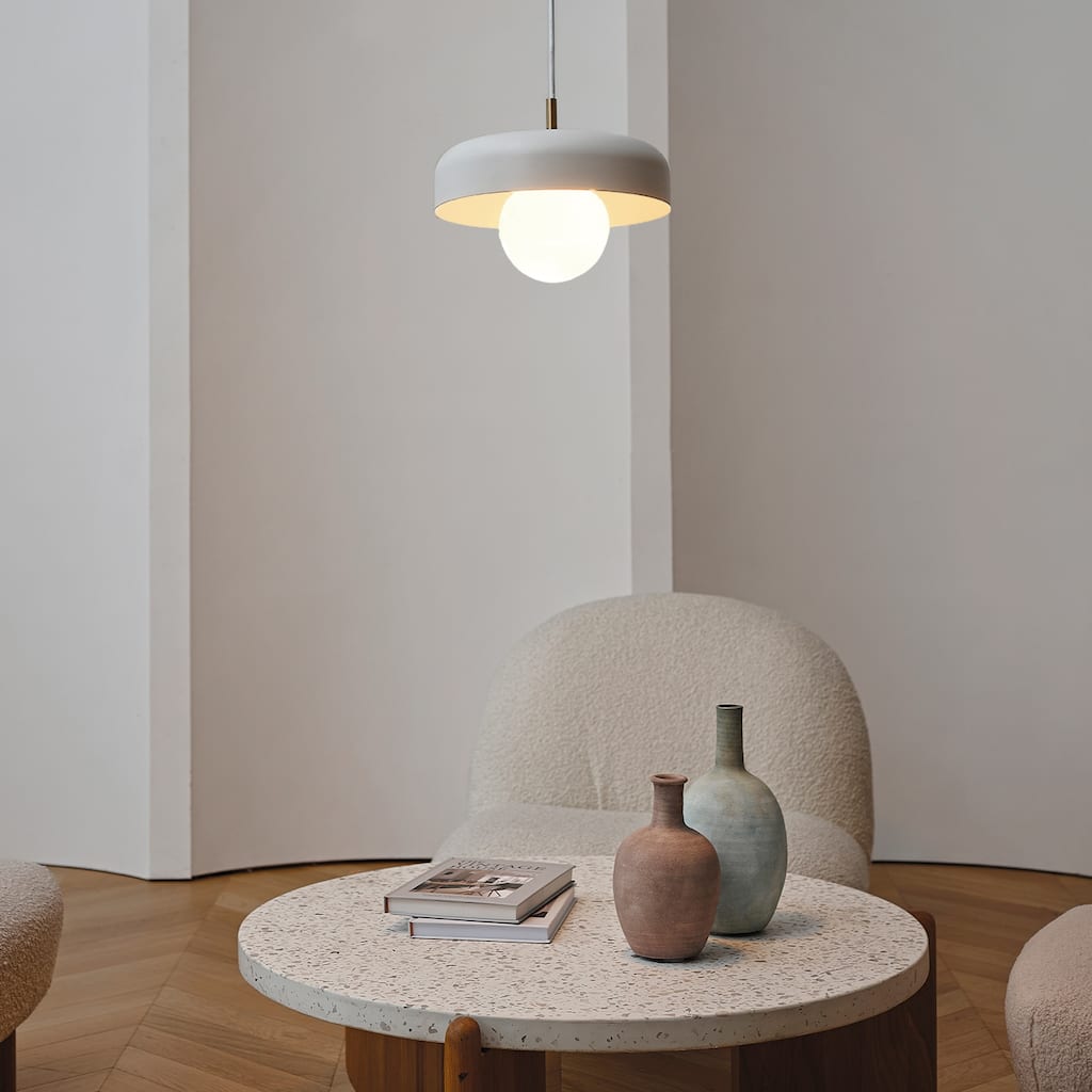 Jackie 1-Light Matte White Pendant with Matte Brass Accents - one size