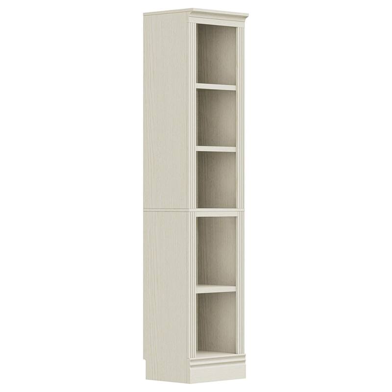 VAUXHILL & CO. Halston Narrow Bookcase, Adjustable Storage Shelving Unit, Cream - 52.7
