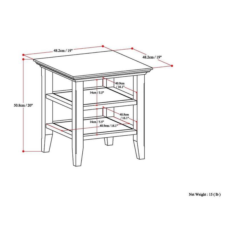 WYNDENHALL Normandy Solid Wood Square Transitional End Table - 19 inch Wide