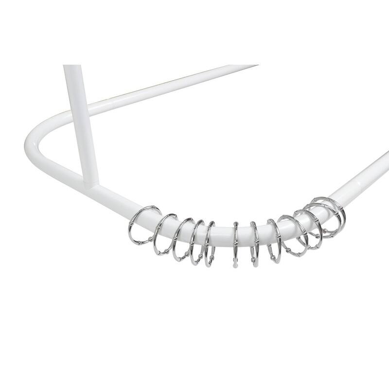 Utopia Alley Rustproof Wall Mounted Aluminum Hoop Shower Rod With Ceiling Support for Clawfoot Tub, 46 * 22 in, White