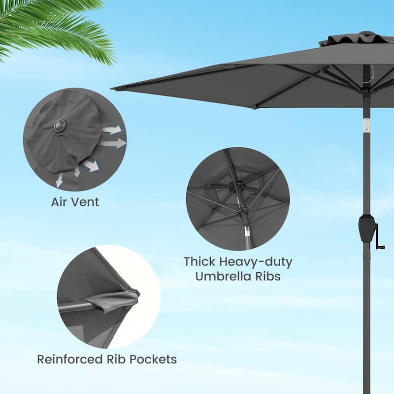 Polyester 7.5FT Patio Umbrella with Tilt, Crank and Vented Canopy