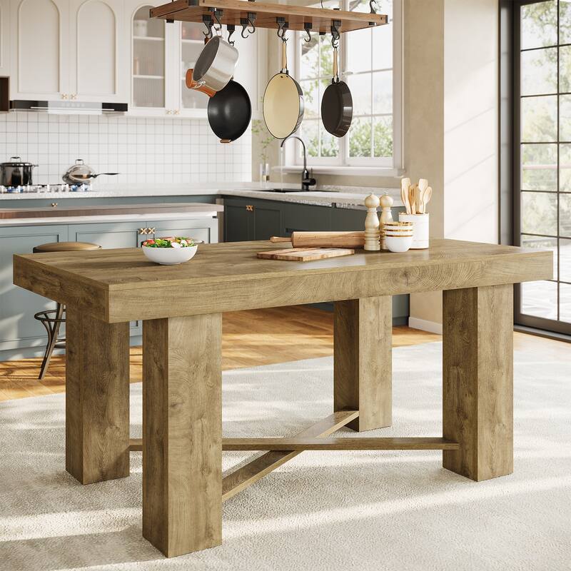 55" Kitchen Island Table, Counter Height Farmhouse Prep Table