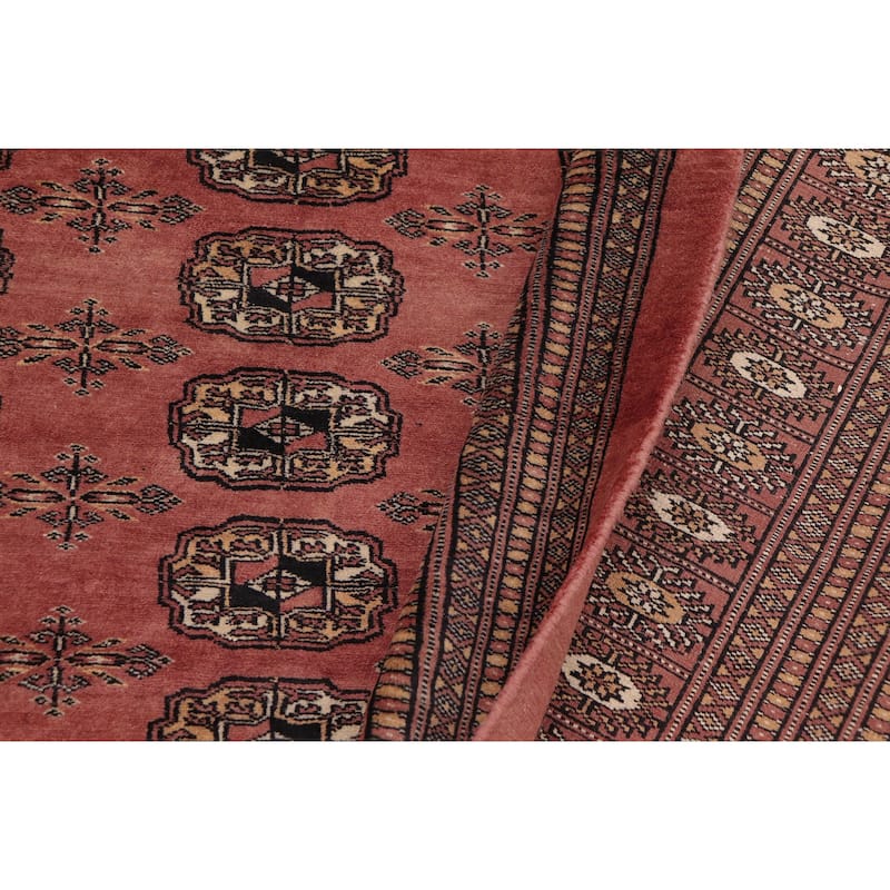 Rustic Bokhara Hoffman Peach/Black Hand Knotted Wool Rug - 9'5'' x 11'10''
