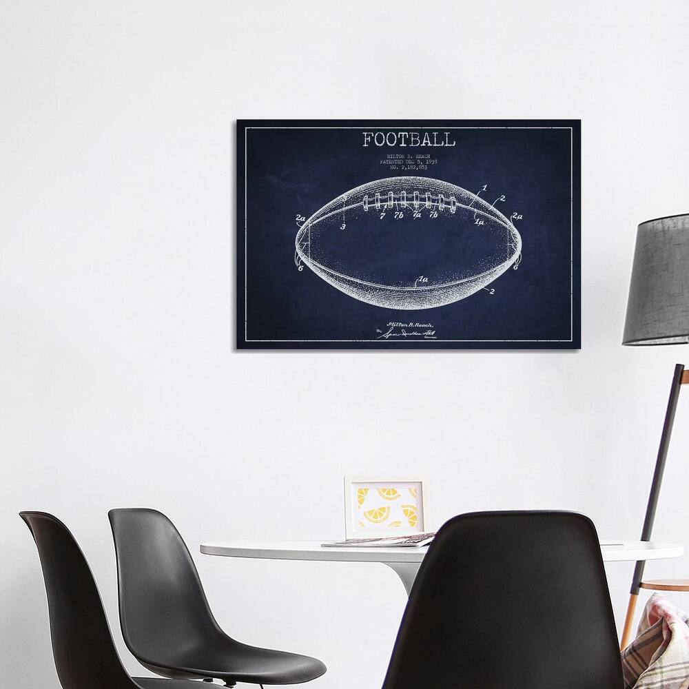 iCanvas "Football Navy Blue Patent Blueprint" by Aged Pixel Canvas Print