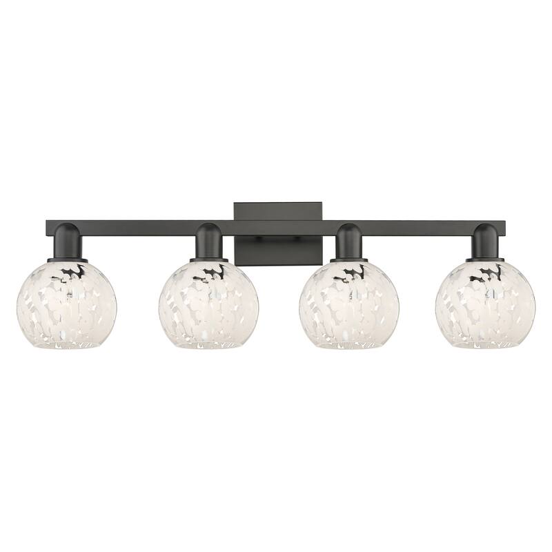 Innovations Lighting Endless Possibilities Arcadia - White Mouchette - 4 Light 33" Bath Vanity Light - Matte Black