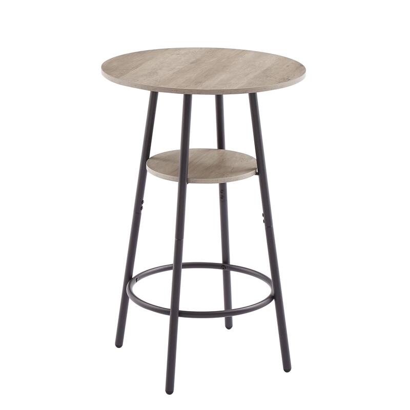 Round Bar Stool Set with Backrest and Shelf - Upholstered