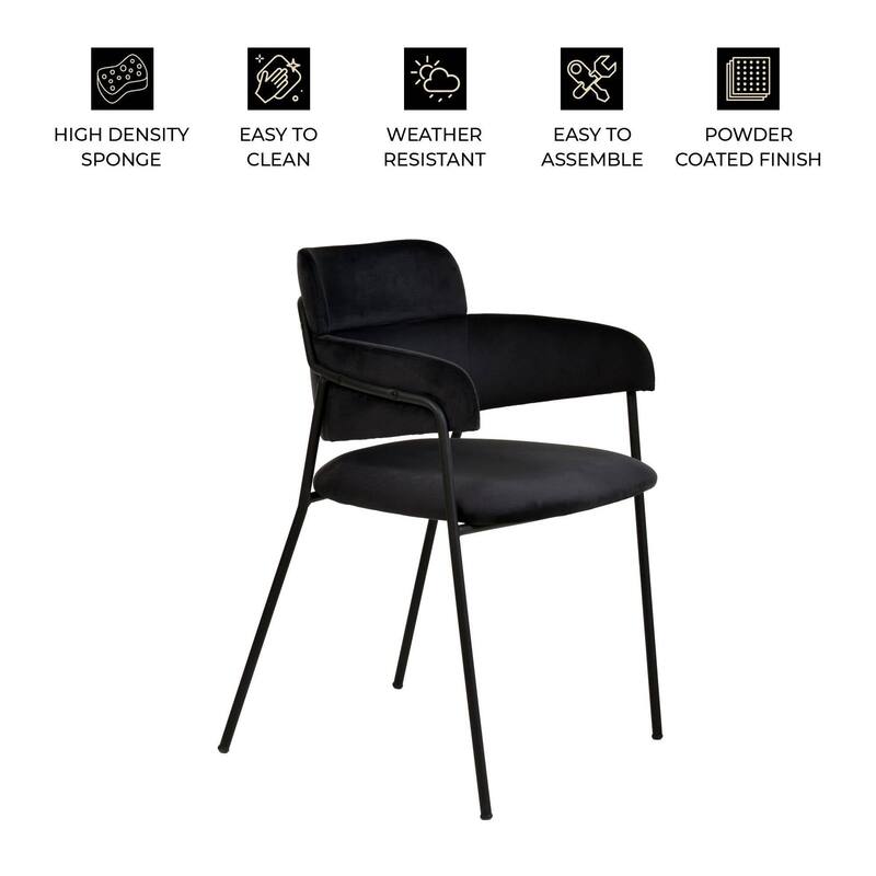 LeisureMod Set of 4 Axis Upholstered Dining Chairs with Curved Backrest, Contemporary Accent Side Chair for Home Office Bedroom