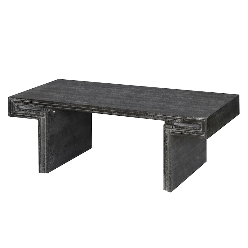 Roomfitters Industrial Coffee Table, Rustic Wood Center Table with 2 Tier Storage for Living Room