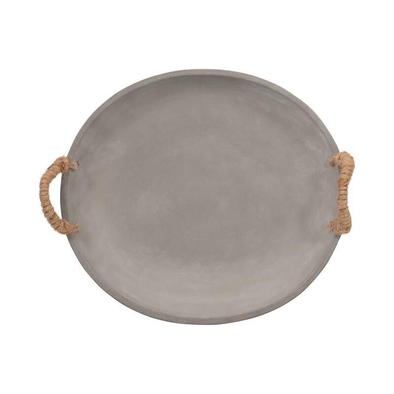 Oval Decorative Bowl with Woven Handles for Home Decor - 12", Gray