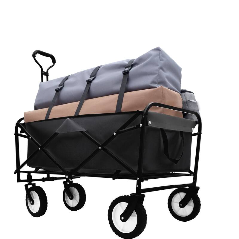 360lb Capacity Heavy-Duty Collapsible Wagon - with Storage Straps & 3-Piece Liner Bag Set