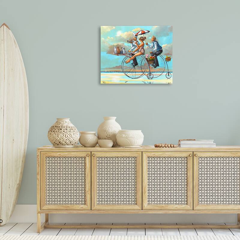 Stupell Woman & Butler Bicycle Ride Canvas Wall Art Design By Ronald West