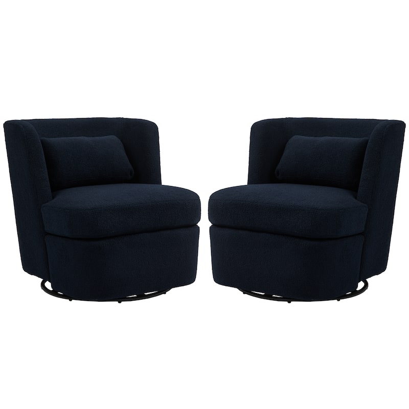 Swivel Accent chairs With Boucle Linen Fabric Set of 2