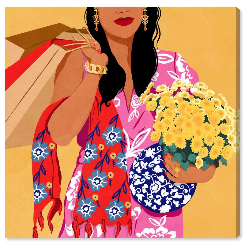 Wynwood Studio Fashion and Glam Sunshine Woman Pink and Modern & Contemporary Wall Art Canvas Print