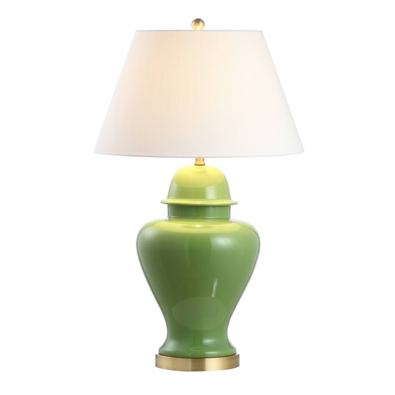 Watts 33" Ceramic/Iron Modern Classic LED Table Lamp, Green by JONATHAN Y