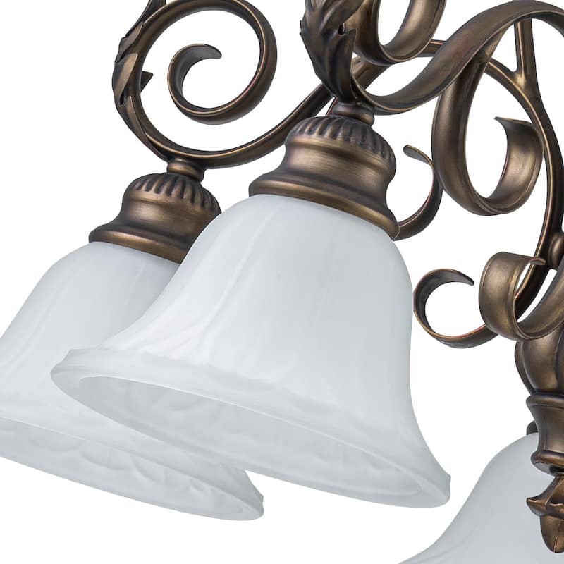 5-Light Oil Rubbed Bronze Chandelier Glass Bell Shades Traditional - Dia.26.81-in
