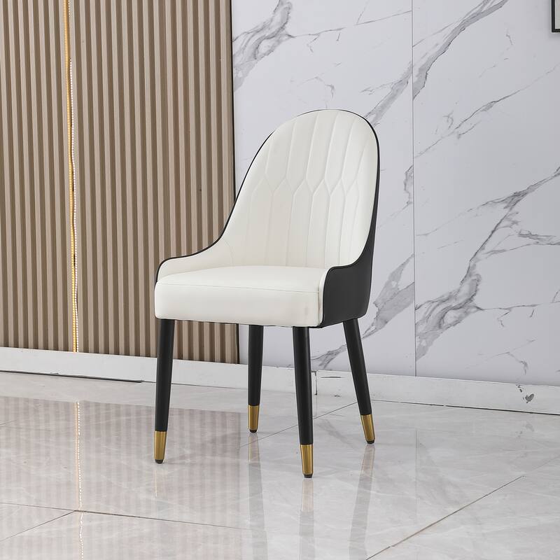 Modern Dining Chairs Set of 2, Faux Leather Upholstered Side Chairs with Metal Legs, Kitchen and Dining Room Chairs