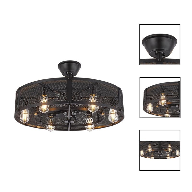 26” Modern style ceiling light black bedroom ceiling fans plastic fan and light