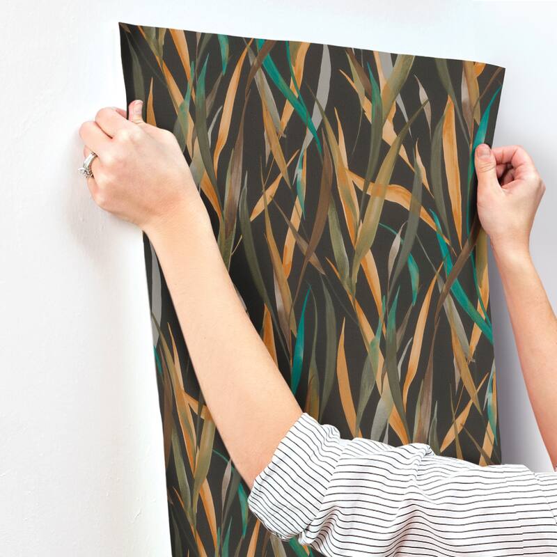 A-Street Prints Willoughby Black Fronds Wallpaper