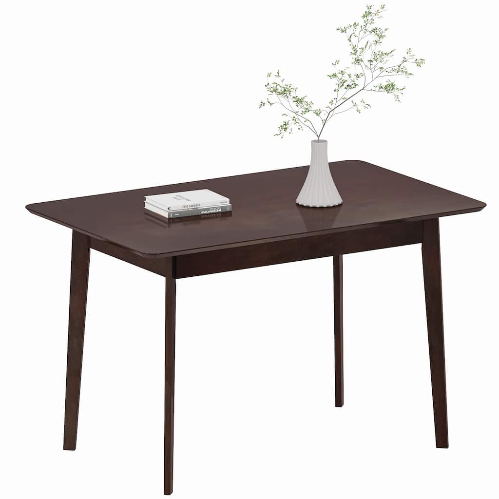 HOMCOM Mid-Century Dining Table for 4 People, 47.2" Rectangular Kitchen Table with Rubber Wood Legs , Dark Mahogany
