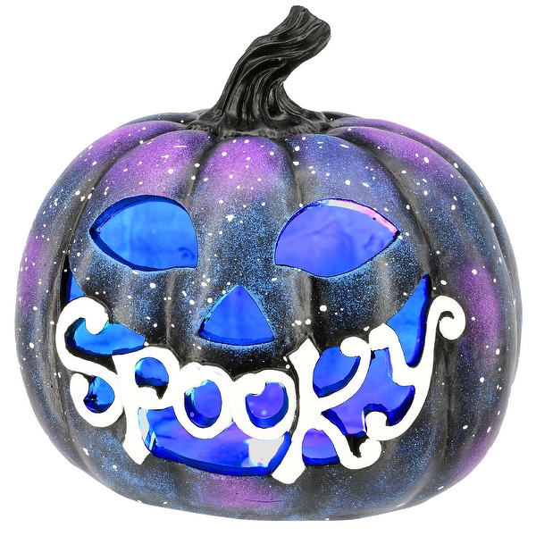 National Tree Company Halloween Purple Galaxy Jack O' Lantern, LED