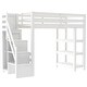 preview thumbnail 5 of 4, Twin Size Loft Bed with Shelves, Storage Staircase, Small Wardrobe and LED Light