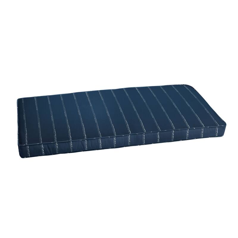 Sorra Home Outdoor Corded Bench Cushion - 48 in W x 19 in D x 3 in H - Carlo Oxford Navy