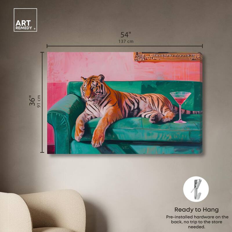 Lounging Tiger Canvas by Art Remedy, Gallery Wrapped