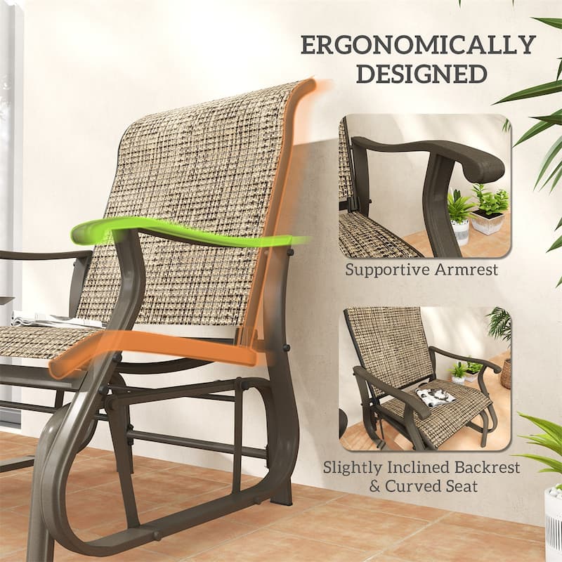 Steel Patio Glider Chair with Mesh Seat and Outdoor Use - 25.75" W x 30.5" D x 38.25" H