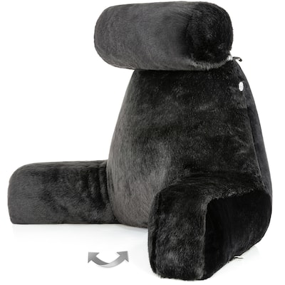 XXL Husband Pillow - Limited Baby Black Panther, Two-tone Reversible Double Sided Fabulous Faux Fur Bed Rest Pillow with Arm