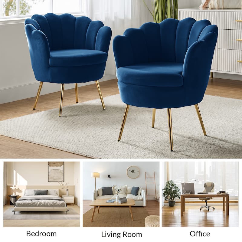 Xabier Cute Modern Upholstered Barrel Chair Accent Chair with Tufted Back Set of 2 by HULALA HOME
