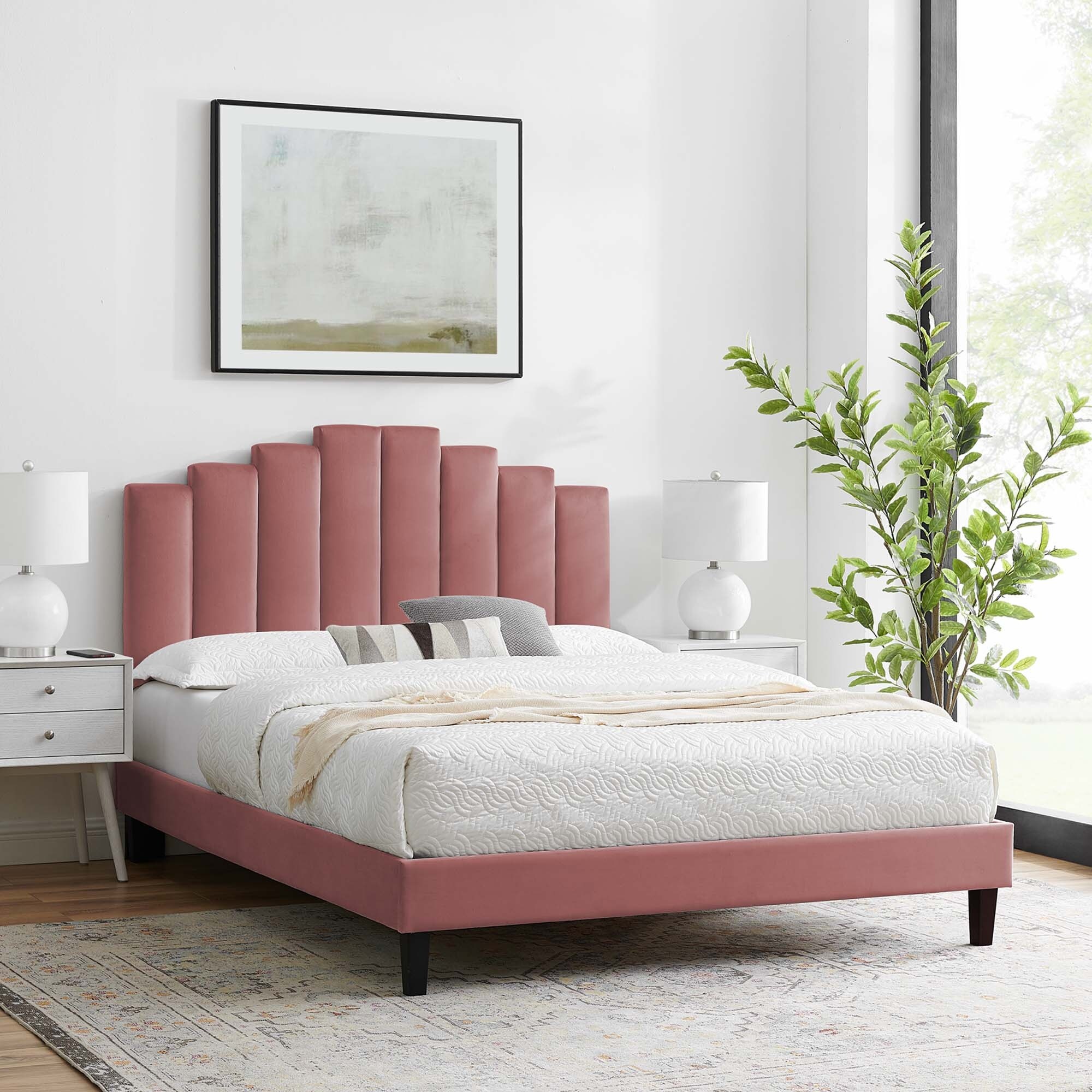 Elise Twin Performance Velvet Platform Bed