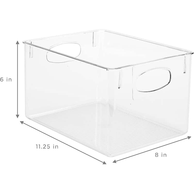 Sorbus Clear Plastic Organizer Storage Bin Containers for Pantry Food & Kitchen Fridge (4-Pack)