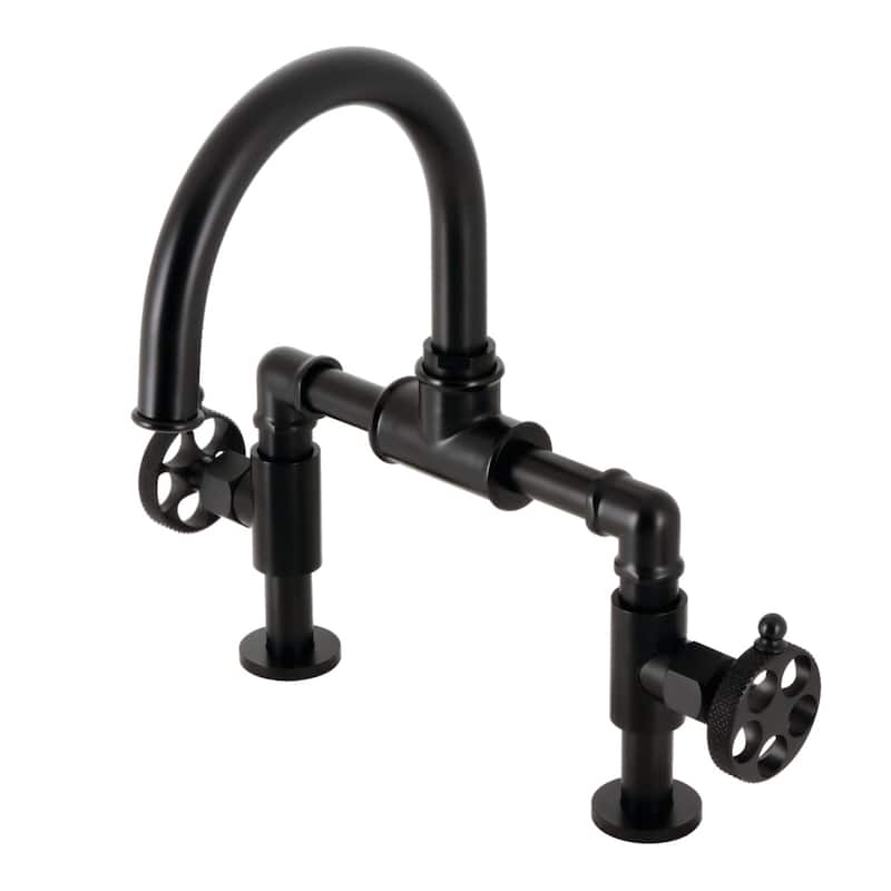 Kingston Brass KS217.RKX Webb 1.8 GPM Bridge Kitchen Faucet - Matte Black