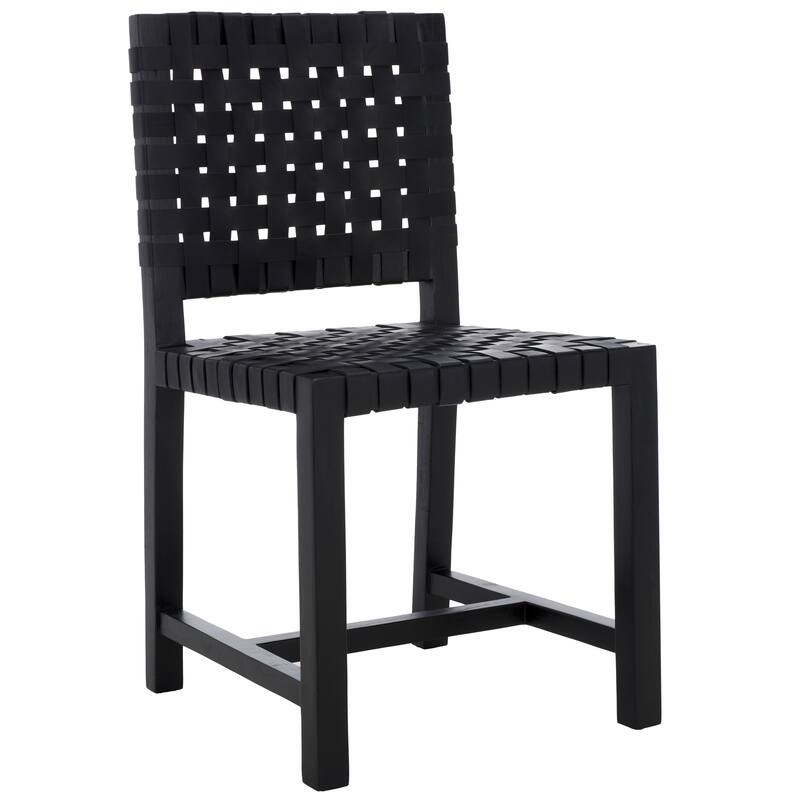 SAFAVIEH Arlene Solid Wood & Leather Dining Chair (Fully Assembled) - 18.3 In. W x 20.3 In. D x 33.7 In. H - 18Wx20Dx34H