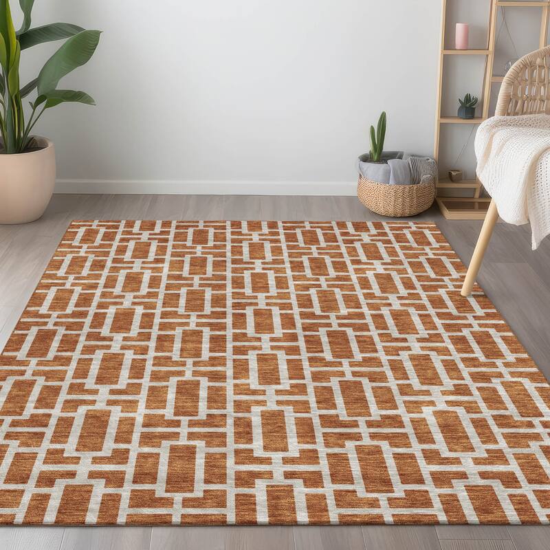 Machine Washable Indoor/ Outdoor Chantille Contemporary Geo Rug