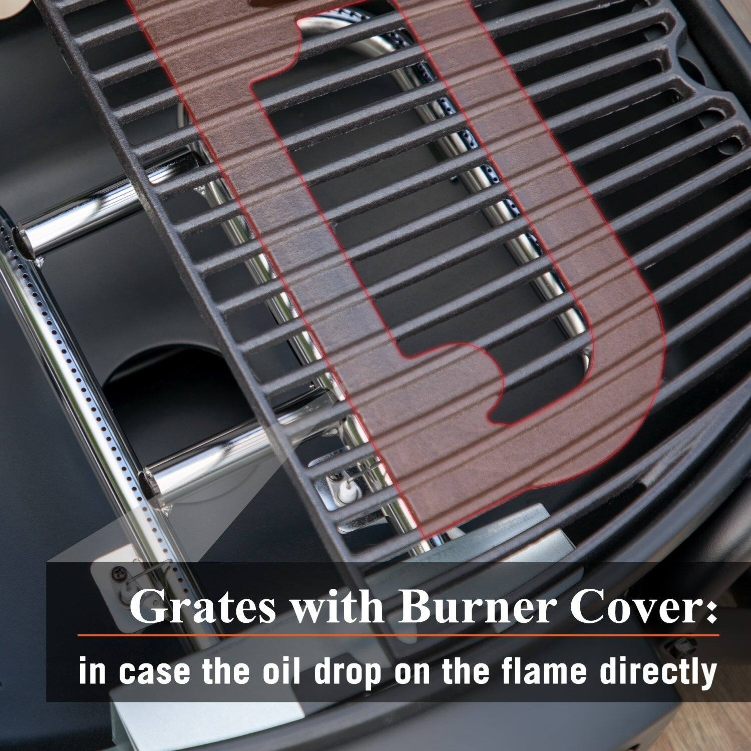 2Burner Portable Table Patio Gas Grill with Cast Iron Grates Bed