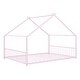 preview thumbnail 4 of 9, Pink Full Size Metal House Bed with Roof, Fence, and Back for Kids
