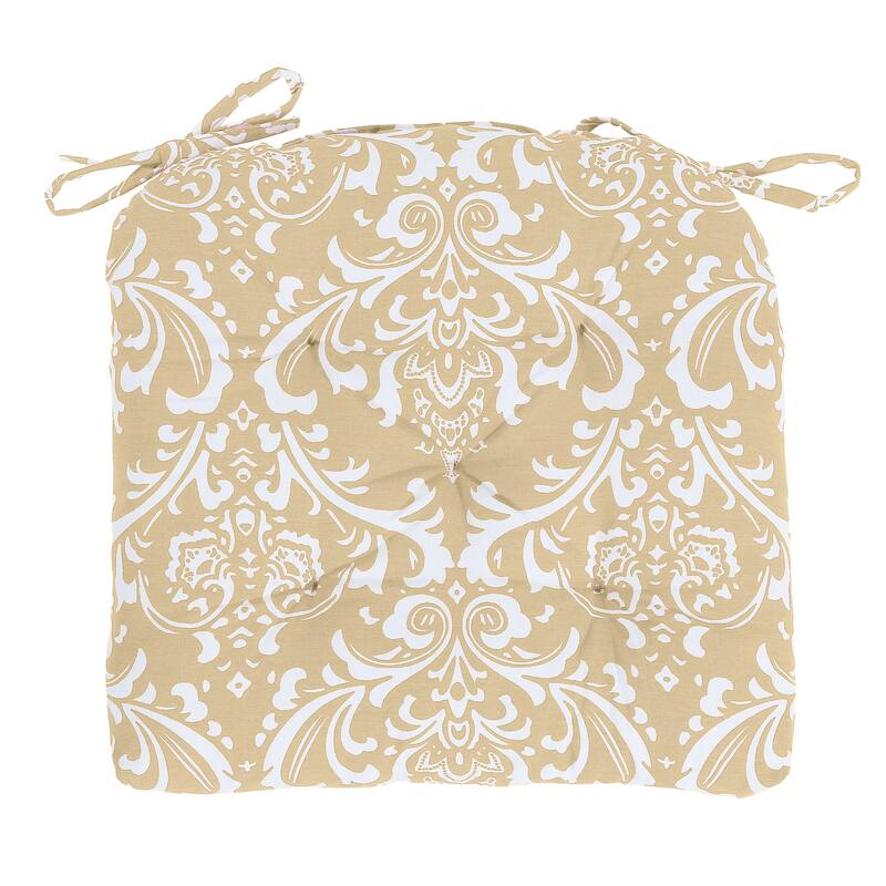 Handmade Cotton Chair Seat Pads Cushions with Ties (16x16 inches) Set of 2- Comfort and Style - Beige