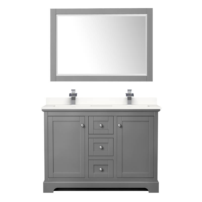 Avery 48-inch Double Vanity, Quartz Top, 46-inch Mirror