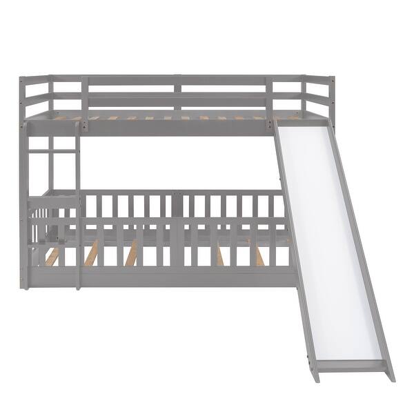 slide 2 of 49, Twin Over Twin Bunk Bed with Slide and Ladder - Fun for Active Kids Gray