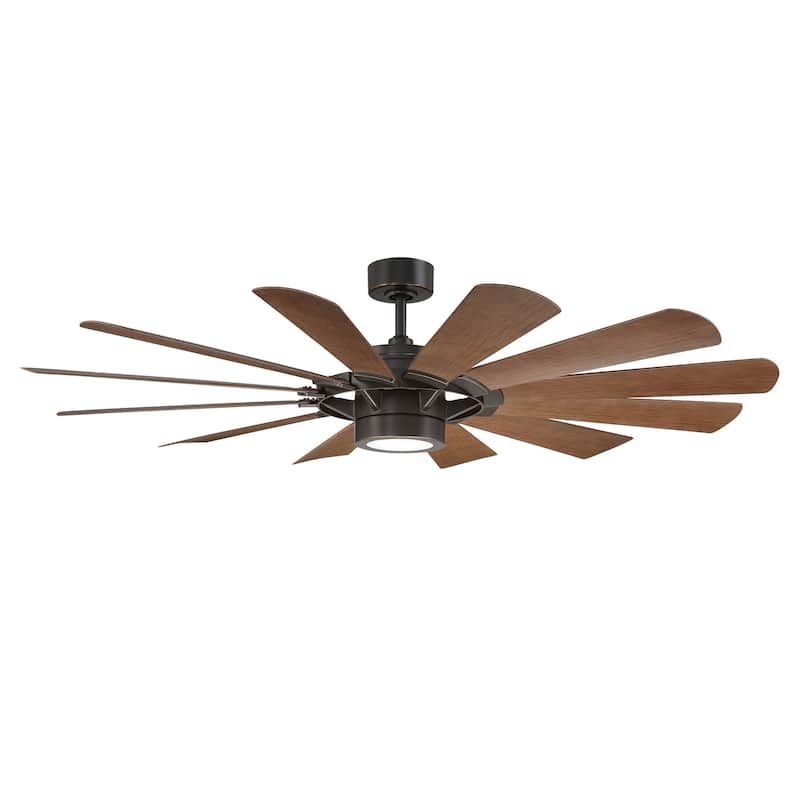 Windmill Indoor Outdoor 12-Blade Smart Ceiling Fan 65in with 3000K LED and Remote Control-REMOVE FINISH - 65