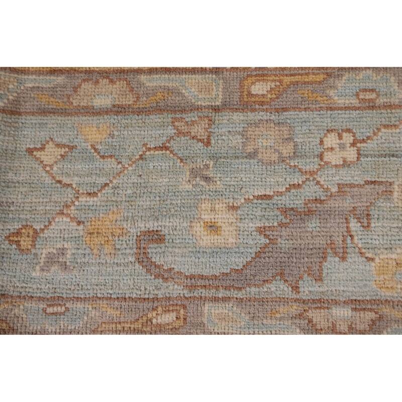 Vegetable Dye Oushak Turkish Area Rug Handmade Floral Wool Carpet - 8'1" x 10'0"