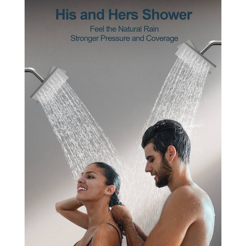 GRANDJOY High Pressure Shower Faucet System 16" Ceiling and dual 6" Wall Mounted Shower Head Combo Handheld Shower Spray