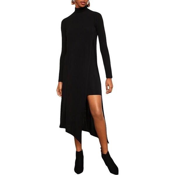 bcbg asymmetrical mock neck dress